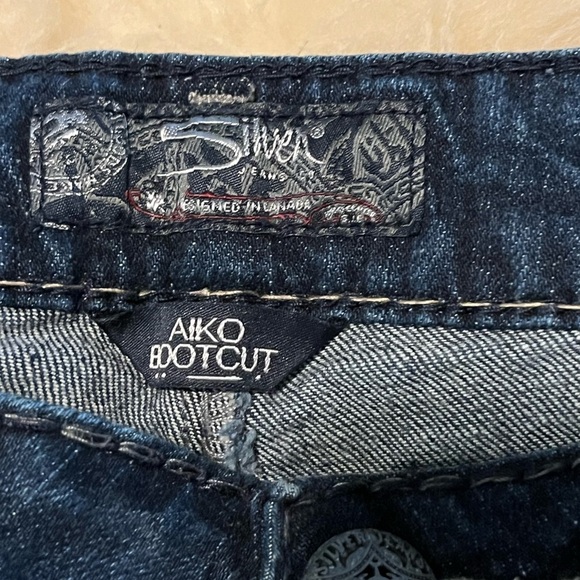 Silver Aiko Bootcut Long Embroidered Dark Blue New Jeans - Picture 6 of 7